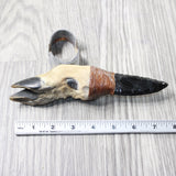 Deer Foot Handle Obsidian Blade Ornamental Knife #7750  Mountain Man Knife