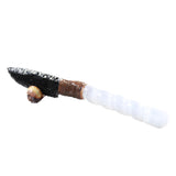 Selenite Spiral Handle Obsidian Blade Ornamental Knife #0750  Mountain Man Knife