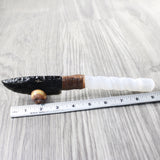Selenite Spiral Handle Obsidian Blade Ornamental Knife #0750  Mountain Man Knife