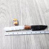 Selenite Spiral Handle Obsidian Blade Ornamental Knife #0750  Mountain Man Knife