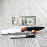 Selenite Spiral Handle Obsidian Blade Ornamental Knife #0750  Mountain Man Knife