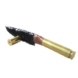 50 Cal Shell Casing Handle Obsidian Blade Ornamental Knife #9150  Mountain Man Knife