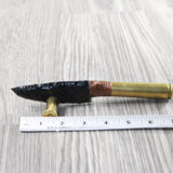 50 Cal Shell Casing Handle Obsidian Blade Ornamental Knife #9150  Mountain Man Knife