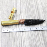 50 Cal Shell Casing Handle Obsidian Blade Ornamental Knife #9150  Mountain Man Knife