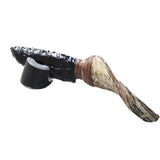 Goat Horn Handle Obsidian Blade Ornamental Knife #6150  Mountain Man Knife