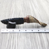 Goat Horn Handle Obsidian Blade Ornamental Knife #6150  Mountain Man Knife