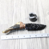Goat Horn Handle Obsidian Blade Ornamental Knife #6150  Mountain Man Knife