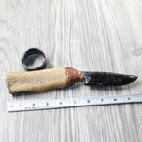 Hair-on Deer Bone Handle Obsidian Blade Ornamental Knife #7250  Mountain Man Knife