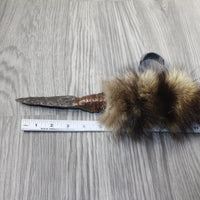 Raccoon Tail Handle Stone Blade Ornamental Knife #2244 Mountain Man Knife