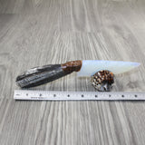 Orthoceras Fossil Handle Opalite Blade Ornamental Knife #0344 Mountain Man Knife