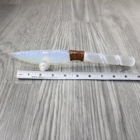 Selenite Spiral Handle Opalite Blade Ornamental Knife #0444 Mountain Man Knife
