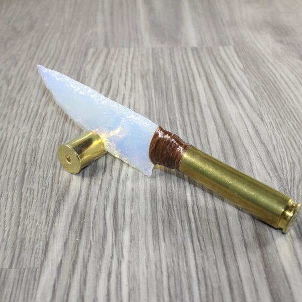 50 Cal Shell Casing Handle Opalite Blade Ornamental Knife #7345 Mountain Man Knife