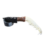 Coyote Jaw Handle Obsidian Blade Ornamental Knife #8445 Mountain Man Knife