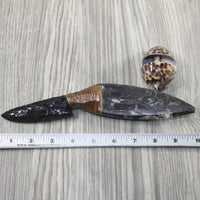 Orthoceras Fossil Handle Obsidian Blade Ornamental Knife #0745 Mountain Man Knife
