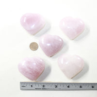 5 Rose Quartz Hearts Combined Weight of  477 Grams #7241 Gemstone Hearts