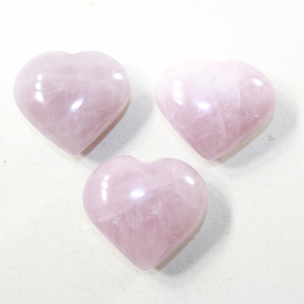 3 Rose Quartz Hearts Combined Weight of  227 Grams #2741 Gemstone Hearts