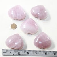 5 Rose Quartz Hearts Combined Weight of  431 Grams #8841 Gemstone Hearts
