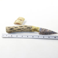 Cholla Cactus Wood Handle Stone Blade Ornamental Knife #33942 Mountain Man Knife