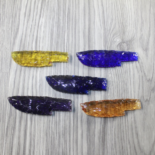 5 Small Glass Ornamental Knife Blades  #7742