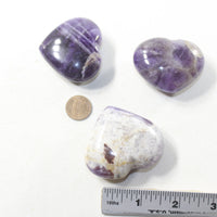 3 Amethyst  Hearts Combined Weight of  224 Grams #363-1 Gemstone Hearts