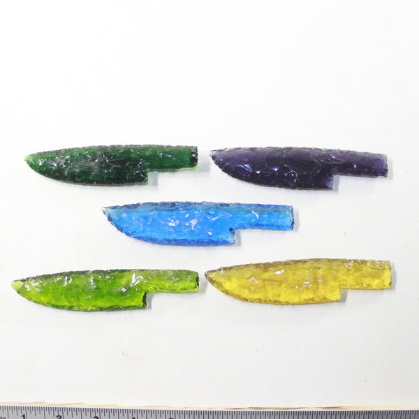5 Glass Ornamental Knife Blades  #0838