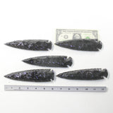 5 Obsidian Ornamental Spearheads  #7135  Arrowhead