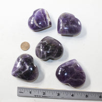 5 Amethyst Hearts Combined Weight of  426 Grams #403-1 Gemstone Hearts