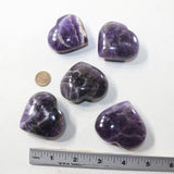 5 Amethyst Hearts Combined Weight of  426 Grams #403-1 Gemstone Hearts