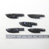 5 Small Obsidian Ornamental Knife Blades  #753-1  Mountain Man Knife
