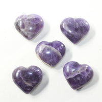 5 Amethyst Hearts Combined Weight of  418 Grams #223-1 Gemstone Hearts