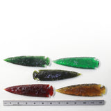 5 Glass Ornamental Spearheads  #0935  Arrowheads