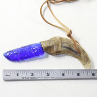 Sheep Horn Handle Glass Blade Knife Necklace  #993-2 Mountain Man Necklace