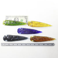 5 Glass Ornamental Spearheads  #8342  Arrowheads