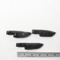 3 Small Obsidian Ornamental Knife Blades  #1335  Mountain Man Knife