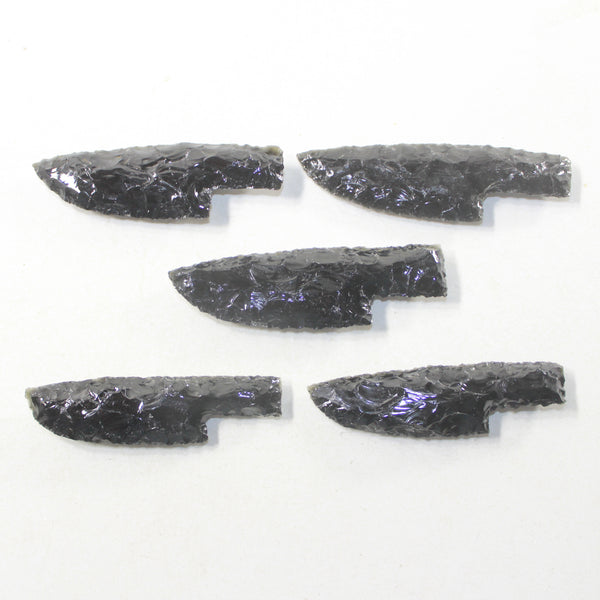 5 Small Obsidian Ornamental Knife Blades  #3638  Mountain Man Knife