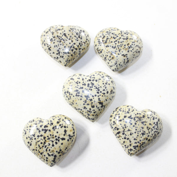 5 Dalmatian Hearts Combined Weight of  418 Grams #283-1 Gemstone Hearts