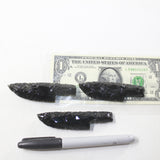 3 Small Obsidian Ornamental Knife Blades  #1335  Mountain Man Knife