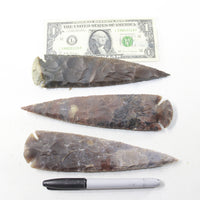 3 Stone Ornamental Spearheads  #9430  Arrowheads