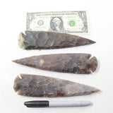 3 Stone Ornamental Spearheads  #9430  Arrowheads