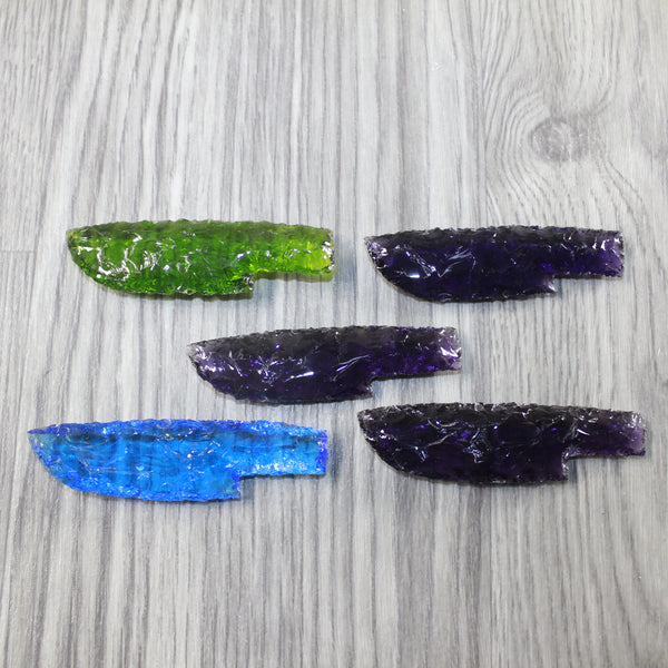 5 Small Glass Ornamental Knife Blades  #4842