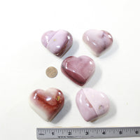 5 Mookaite Hearts Combined Weight of  424 Grams #283-1 Gemstone Hearts