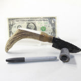 Elk Antler Handle Obsidian Blade Ornamental Knife #243-2 Mountain Man Knife