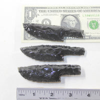 3 Small Obsidian Ornamental Knife Blades  #2435  Mountain Man Knife