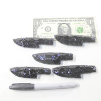 5 Small Obsidian Ornamental Knife Blades  #6035  Mountain Man Knife