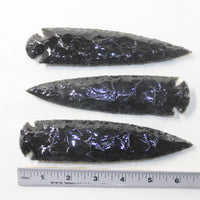 3 Obsidian Ornamental Spearheads  #6730  Arrowhead