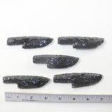 5 Small Obsidian Ornamental Knife Blades  #6035  Mountain Man Knife