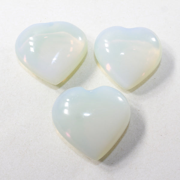 3 Opalite Hearts Combined Weight of  231 Grams #2341 Gemstone Hearts