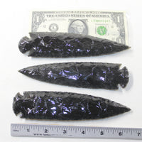 3 Obsidian Ornamental Spearheads  #6730  Arrowhead