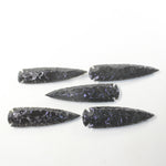 5 Obsidian Ornamental Spearheads  #3235  Arrowhead