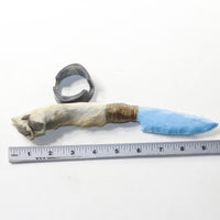 Coyote Foot Handle Opaque Glass Blade Ornamental Knife #183-1 Mountain Man Knife